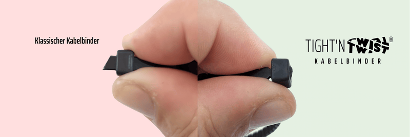 Kabelbindervergleich zwischen Normalen und Tight'n Twist Kabelbinder